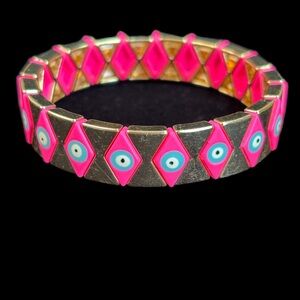 CL Vibrant Pink and Gold Bracelet with Eye Motif